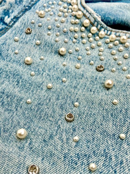 Pilcro Denim - Anthropologie Pilcro Light Blue Pearl + Crystal Straight Leg Jeans